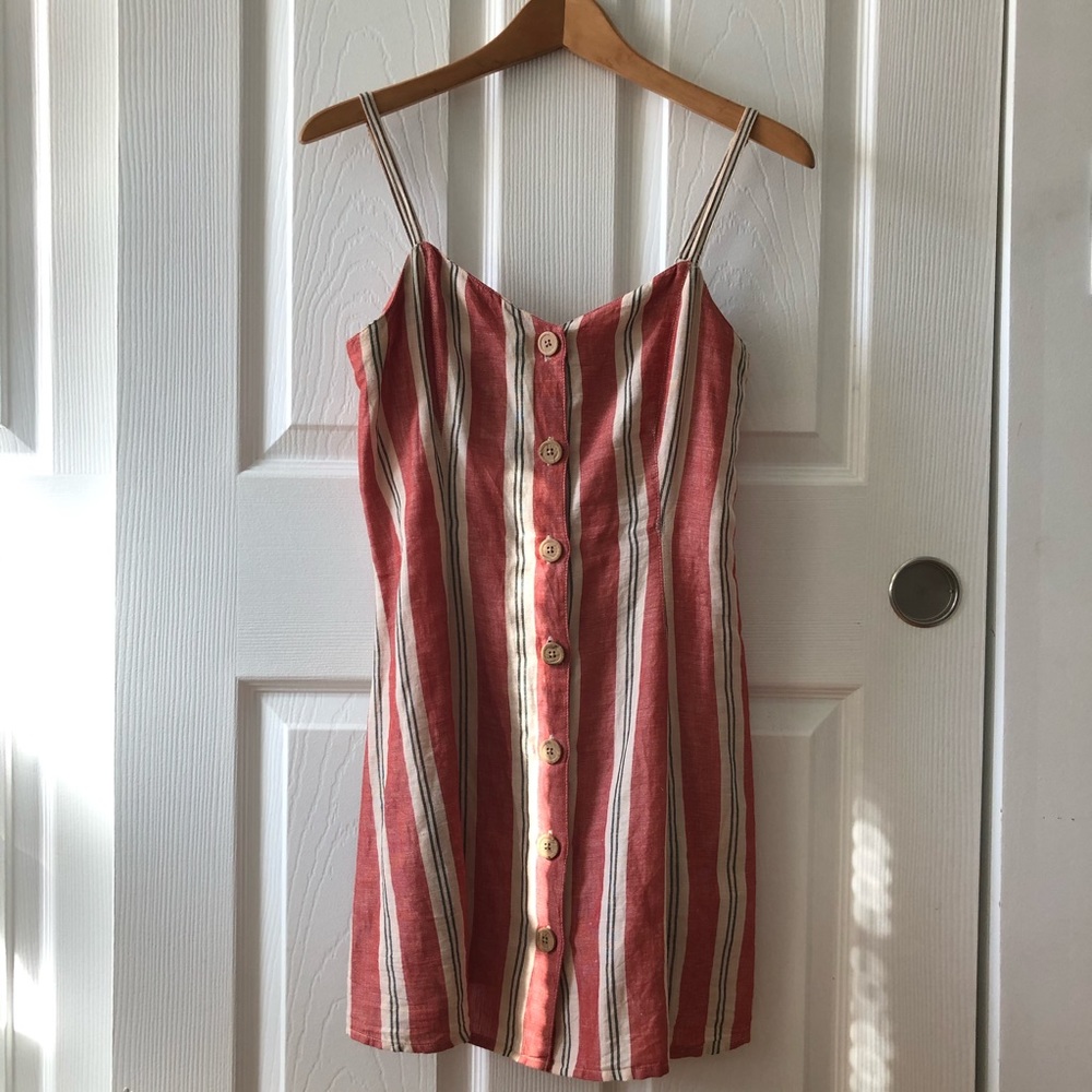 Urban Outfitter Red Striped Botton front Dress 🔴